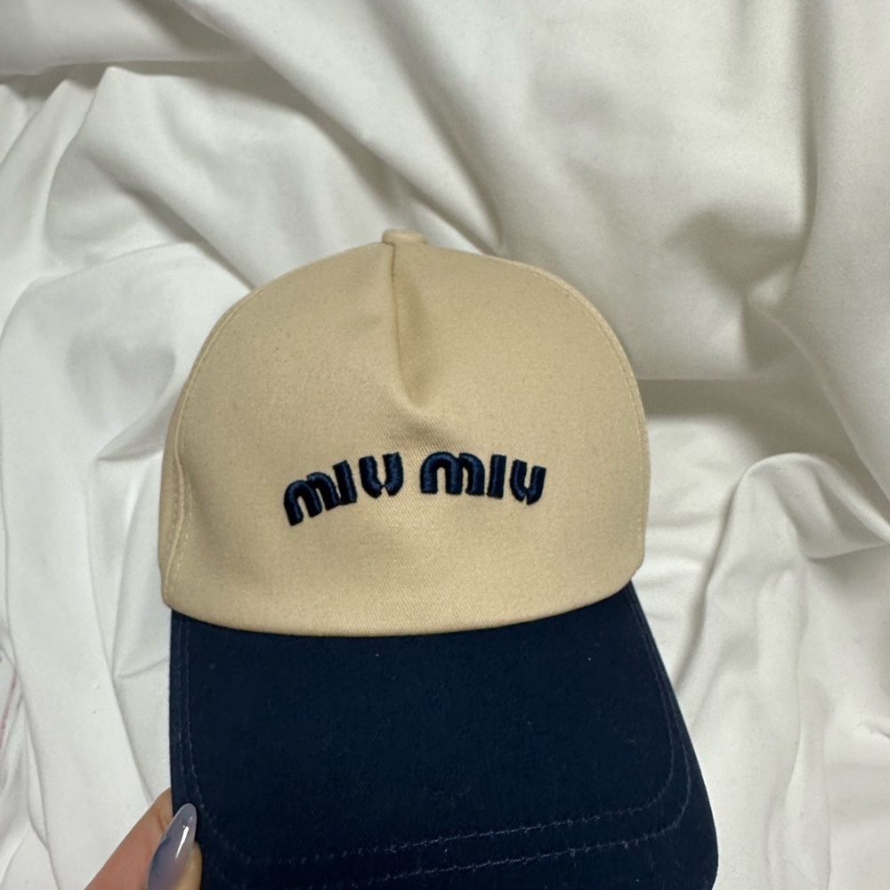 Miu Miu Tan and Dark Blue Cap